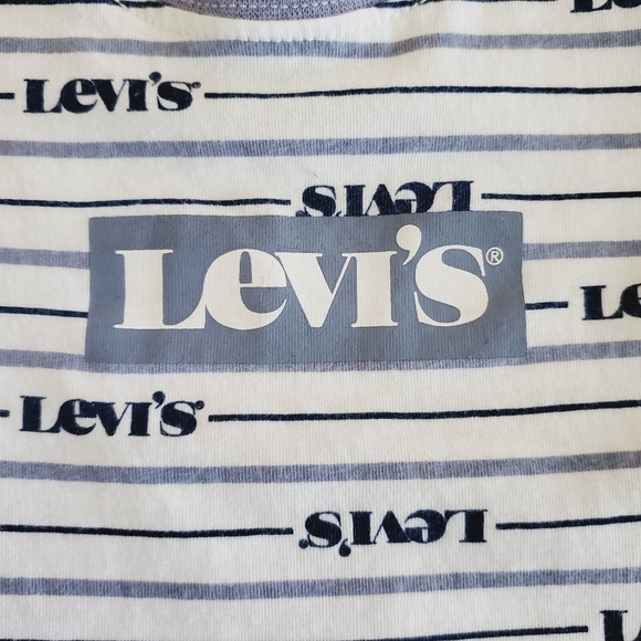 🟢K1295 * Levi's Boys Repeating Logo Tee Blue White Size 3M - Picture 6 of 6